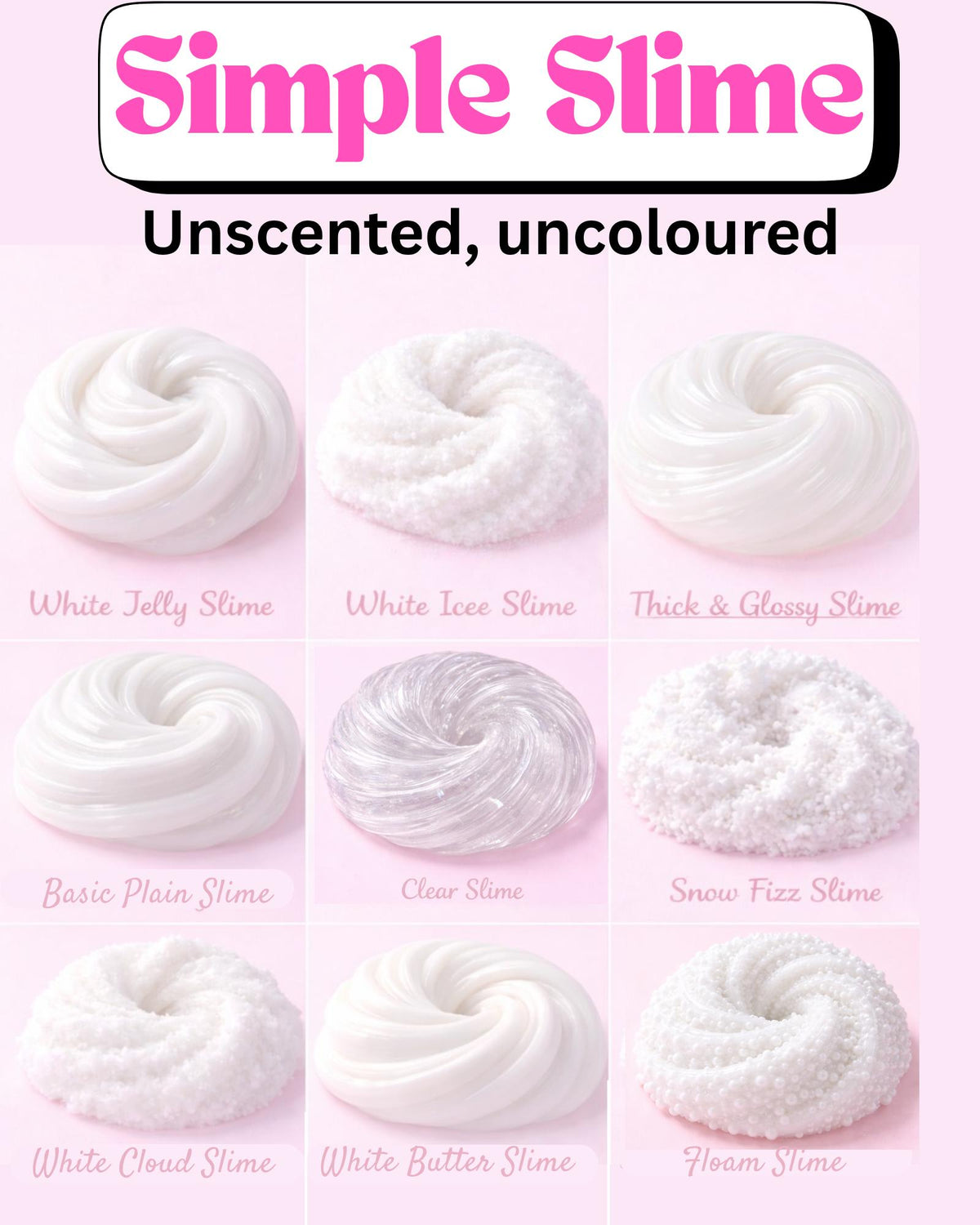 Plain Slime – Choose Your Texture | Fragrance-Free & Colourant-Free | 100ml & 200ml