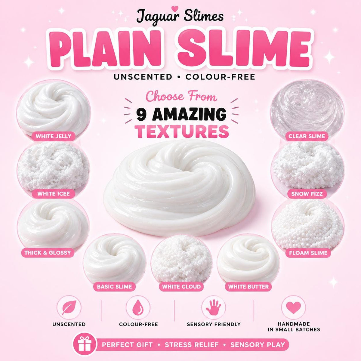 Plain Slime – Choose Your Texture | Fragrance-Free & Colourant-Free | 100ml & 200ml