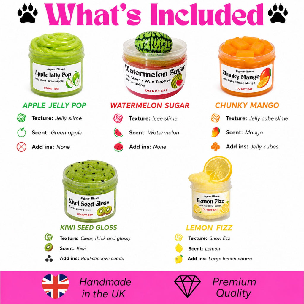 Fruit Slime Bundle – Choose 2, 3, 4 or 5 Fruity Slimes 🍓