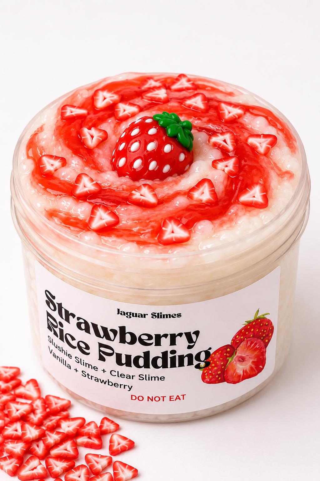 Strawberry Rice Pudding Slime 🍓 | White Slushie Slime with Strawberry Toppings