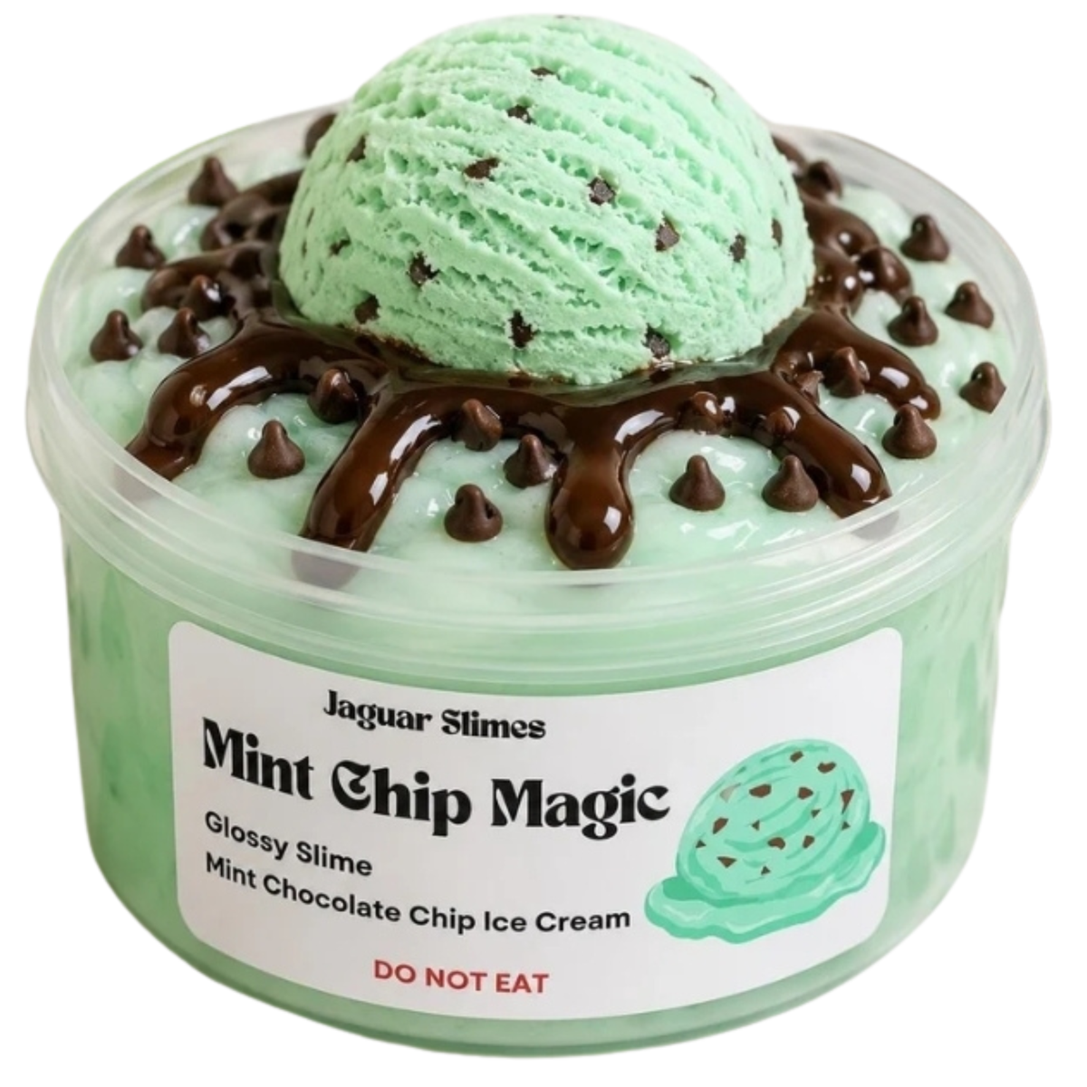 Mint Chip Magic Ice Cream Glossy Slime + Clay Piece