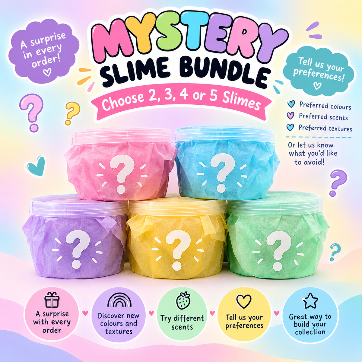 Mystery Slime Bundle – Choose 2, 3, 4 or 5 Slimes