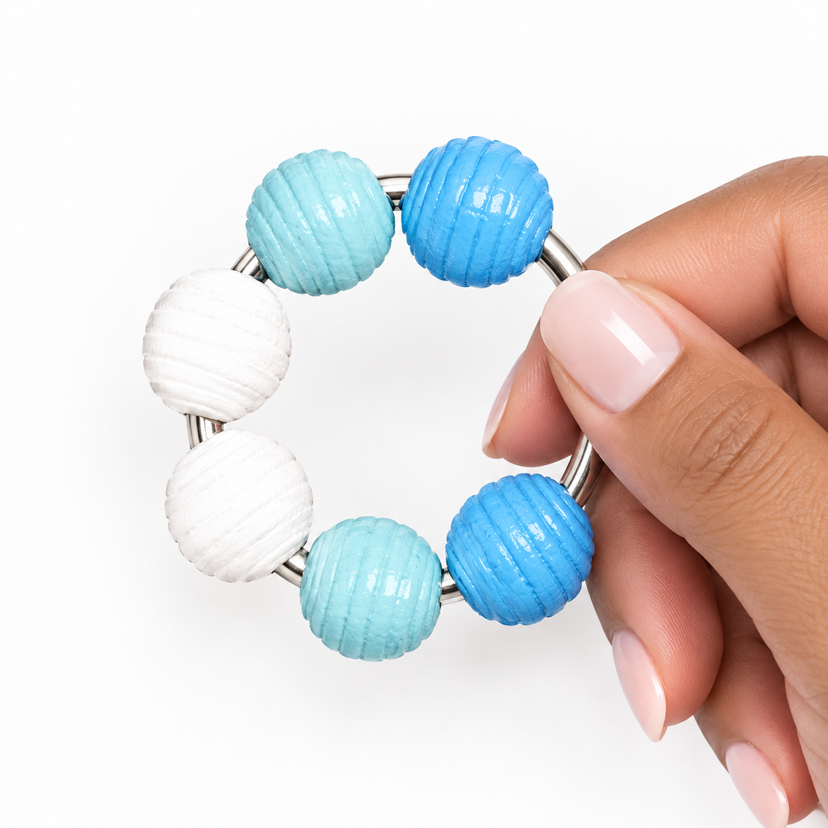 Beaded Fidget Loop – Ocean Blue | Blue, Teal & White Handheld Fidget