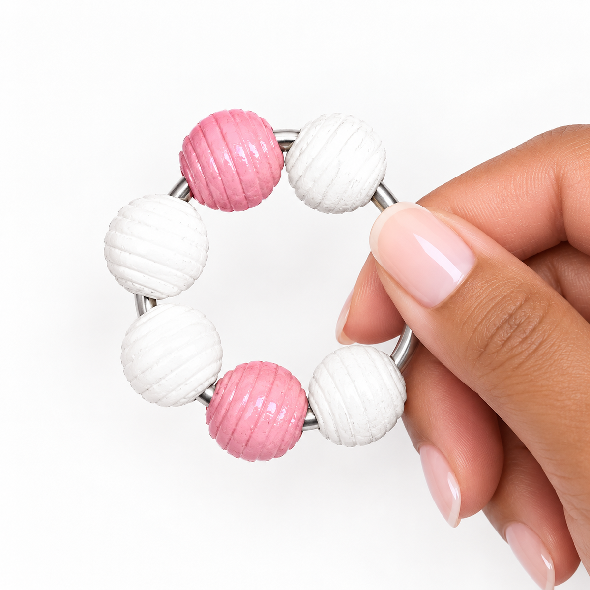 Beaded Fidget Loop – Cherry Cream | Red & White Handheld Fidget