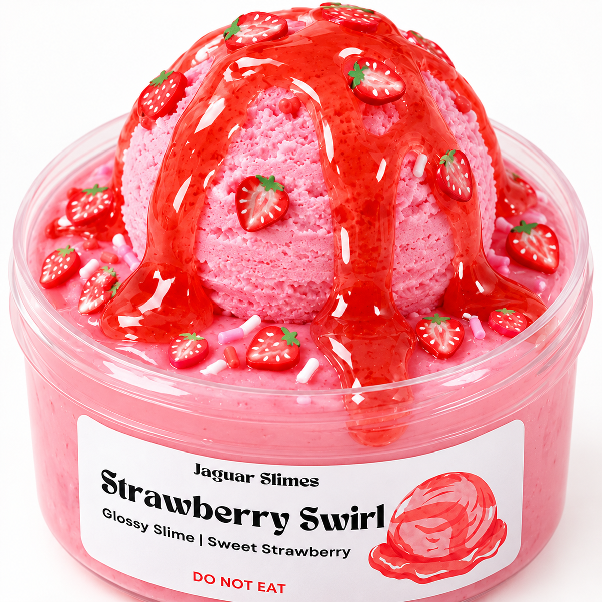Strawberry Swirl – Strawberry Ice Cream Glossy Slime + Clay Piece