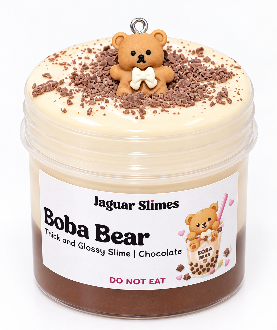 Boba Bear chocolate scented thick and glossy slime with teddy bear charm